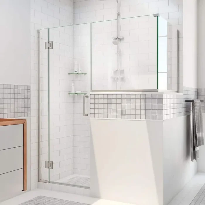Unidoor-X 57 in. W x 36-3/8 in. D x 72 in. H Frameless Hinged Shower Enclosure in Brushed Nickel