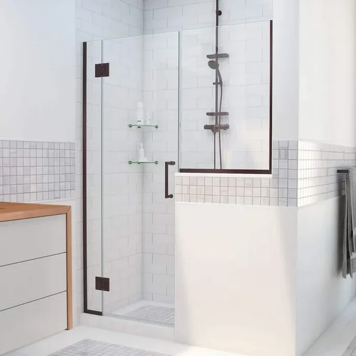 Unidoor-X 72 to 72.5 in. x 72 in. Frameless Hinged Shower Door in Oil Rubbed Bronze