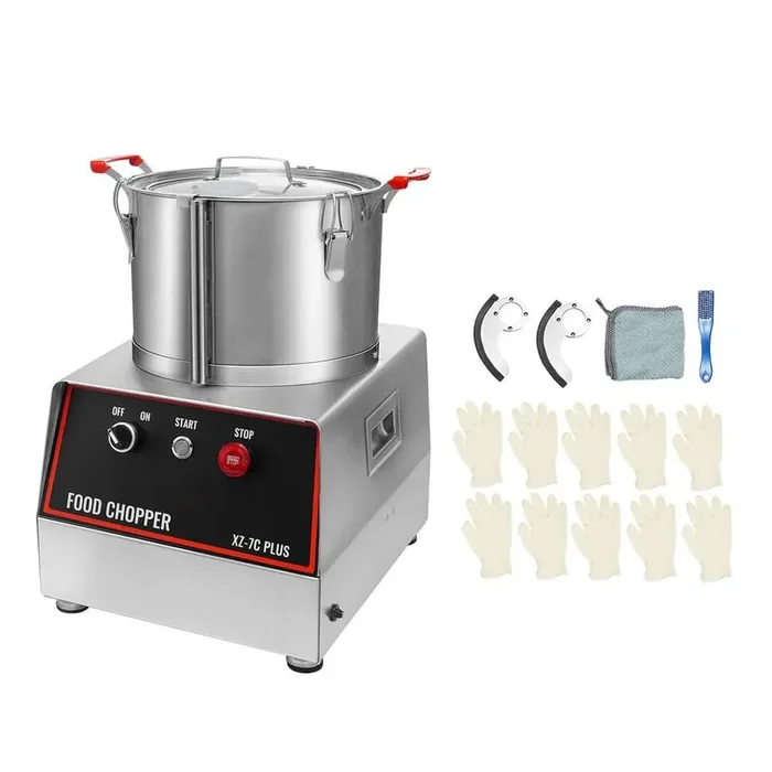 Vegetable Chopper 28-Cups /7 qt. Bowl, Silver Food Processor 750W Food-Grade Stainless Steel Single Speed