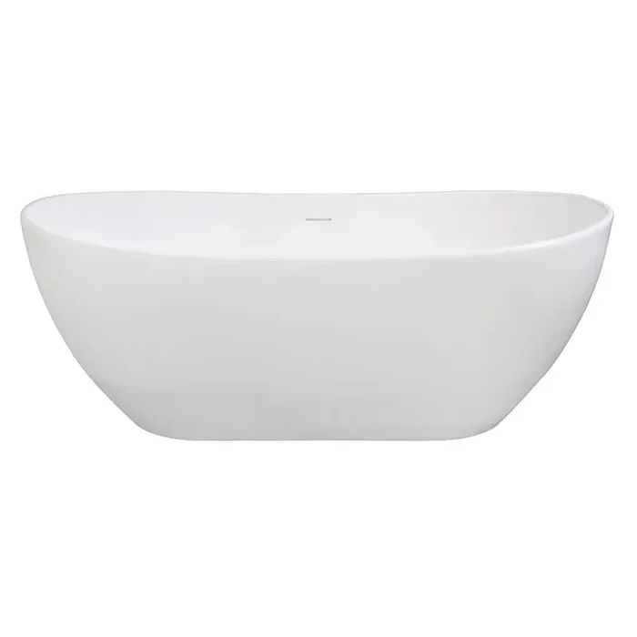 Vera 64.6 in. Solid Surface Flatbottom Freestanding Bathtub in White