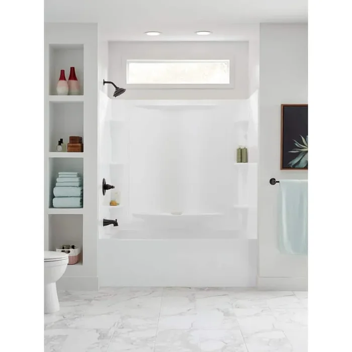 Vesuvia 60 in. W x 58 in. H Five Piece Glue Up Bathtub Surrounds in High Gloss White