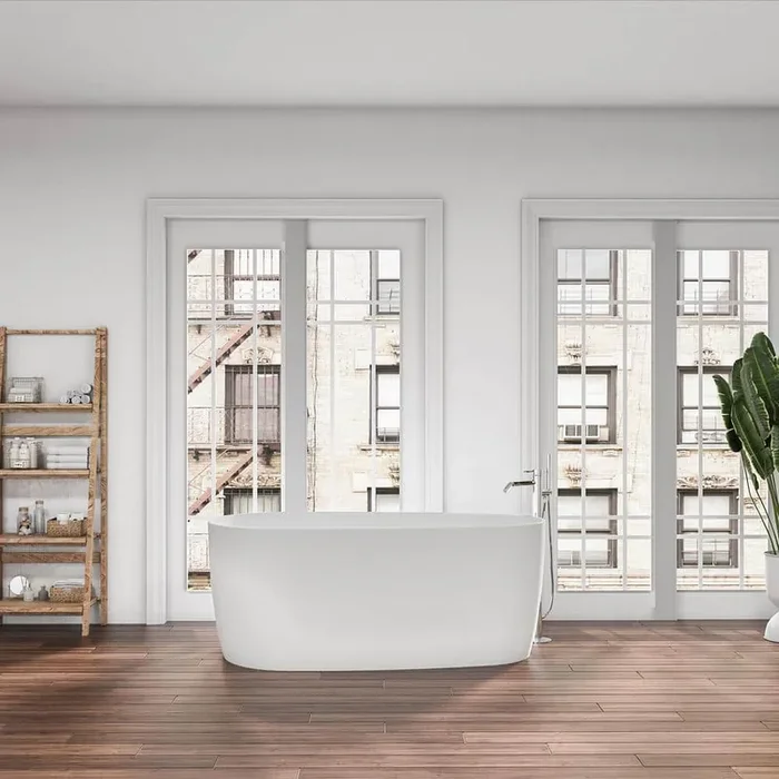 Viana 67 in. Acrylic Flatbottom Soaking Bathtub in Matt White