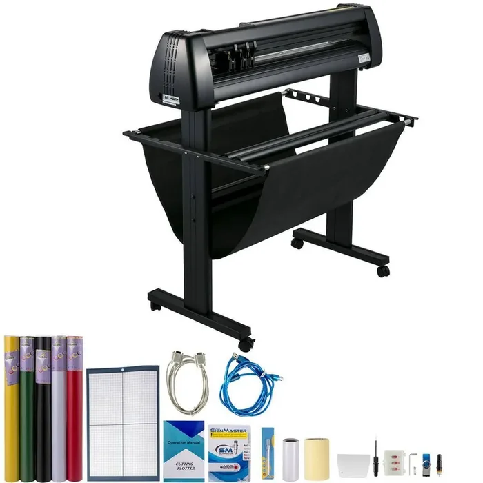 Vinyl Cutter, 34 in. Bundle, Manual, LCD Display Plotter Cutter Sign Cutting with Signmaster for Design and Cut