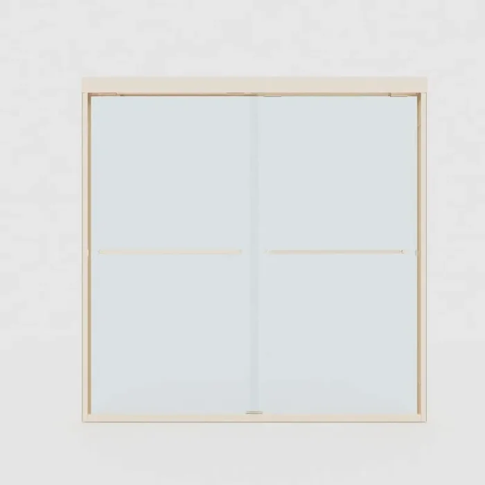 Vorth 60 in. W x 56 in. H Sliding Semi Frameless Tub Door in Brushed Nickel Finish with Clear Glass