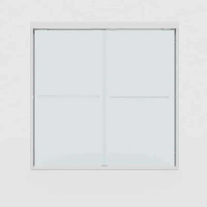 Vorth 60 in. W x 56 in. H Sliding Semi Frameless Tub Door in Chrome Finish with Clear Glass