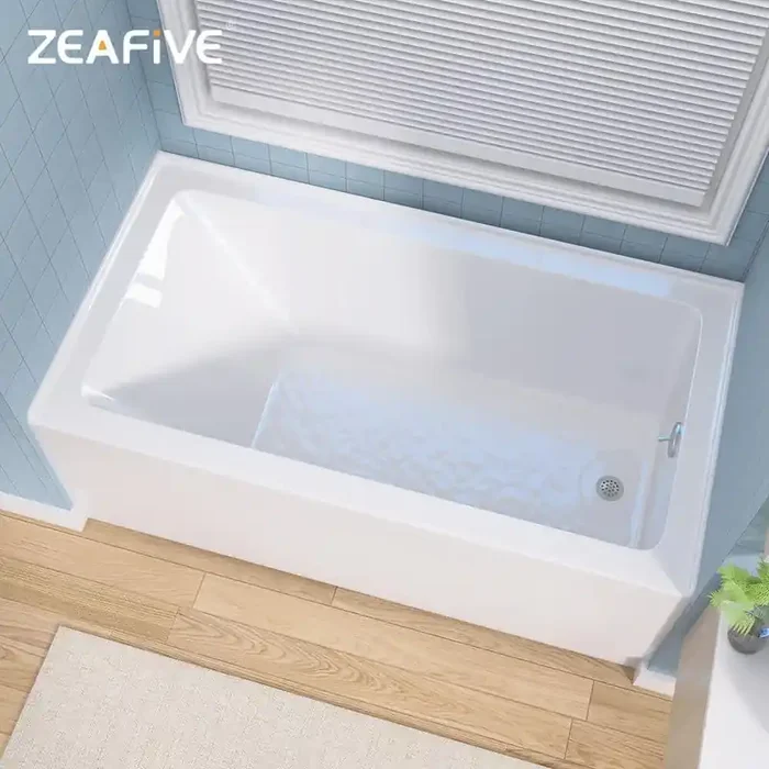 Vub 60 in. x 30 in. Alcove Soaking Bathtub with Right Drain Hole Rectangular Apron Skirt Acrylic Tub in White