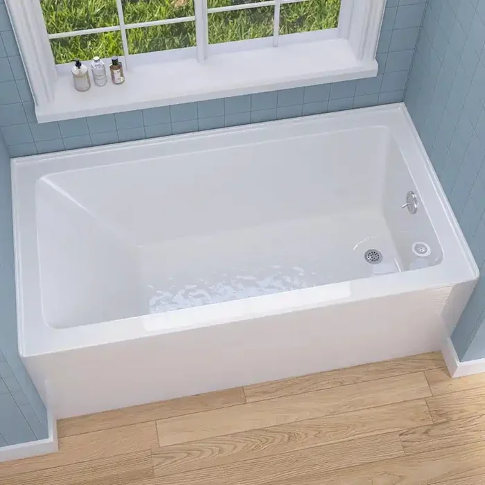 Vub 60 in. x 32 in. Alcove Soaking Bathtub with Right Drain Hole Rectangular Apron Skirt Acrylic Tub in White