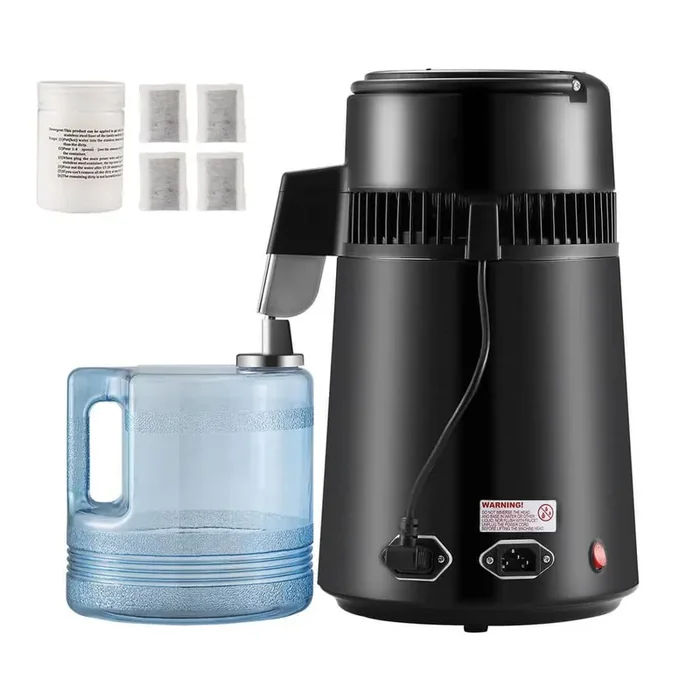 Water Distiller 16-Cups 750 W Purifier Filter 1.1 Gal. Electric Kettle with Handle, Black