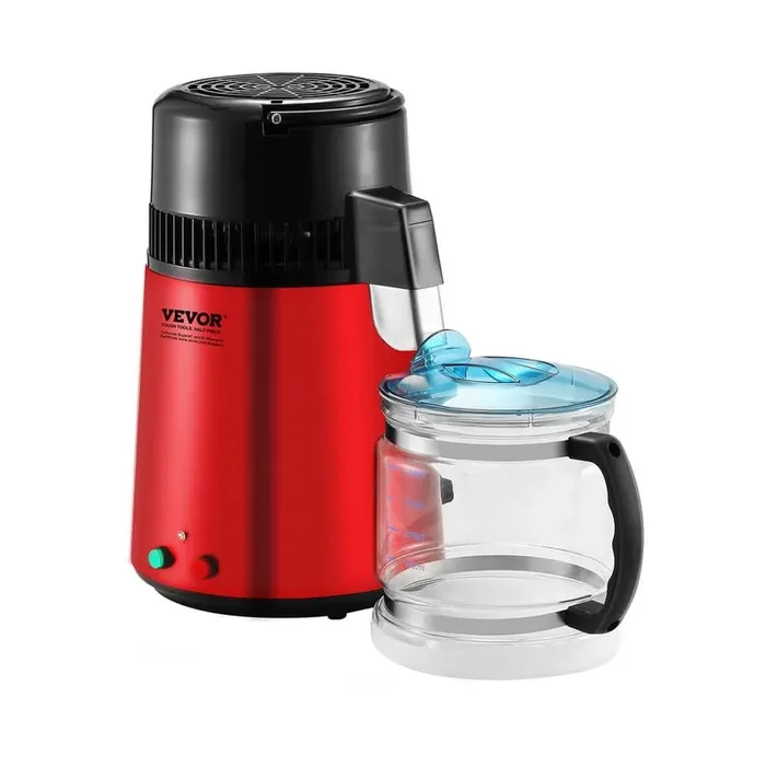 Water Distiller 16-Cups Red Purifier 11 in. W 1.05 gal. Electric Kettle for Home Countertop Stainless Steel Interior