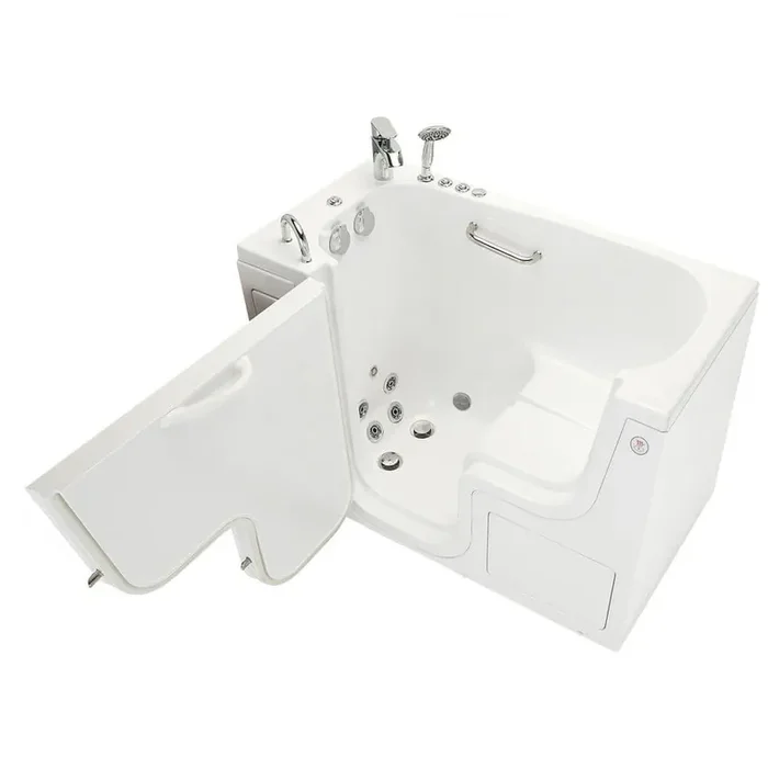 Wheelchair 26 52 in. Walk-In Whirlpool Bathtub in White with Foot Massage, Heated Seat, Fast Fill Faucet, LH Drain