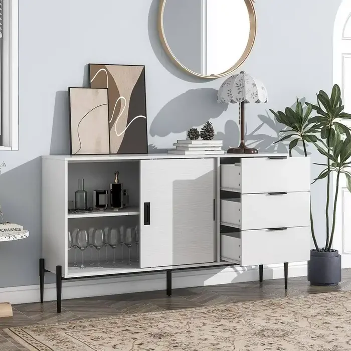 White Entryway Console Table Kitchen Buffet Cabinet for Corridors Entrances Kitchen Study