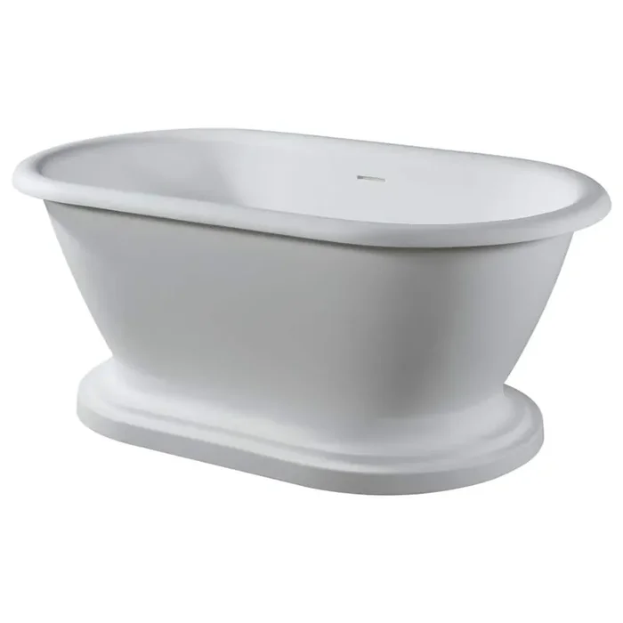 Wingate 59 in. Stone Resin Flatbottom Oval Bathtub in Glossy White