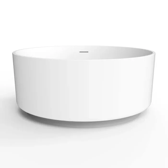 Xandra 54.87 in. x 54.87 in. Soaking Bathtub with Center Drain in White/Polished Brass