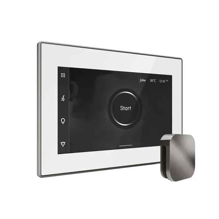 XDream Steam Shower Control Package with iSteamX Control and Linear Steamhead in White Brilliant Black