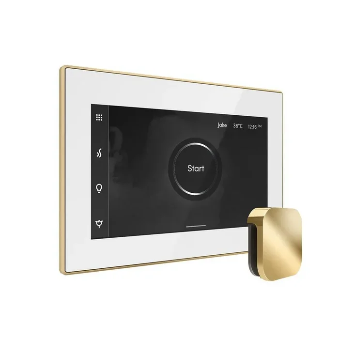 XDream Steam Shower Control Package with iSteamX Control and Steamhead in White Polished Brass