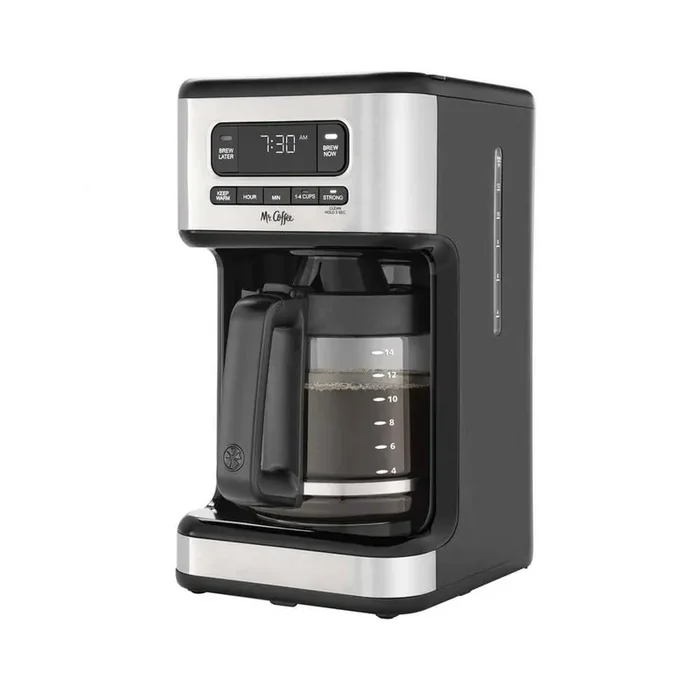 XL Capacity 14-Cup Programable Coffee Maker in Silver with Keep Warm Timer