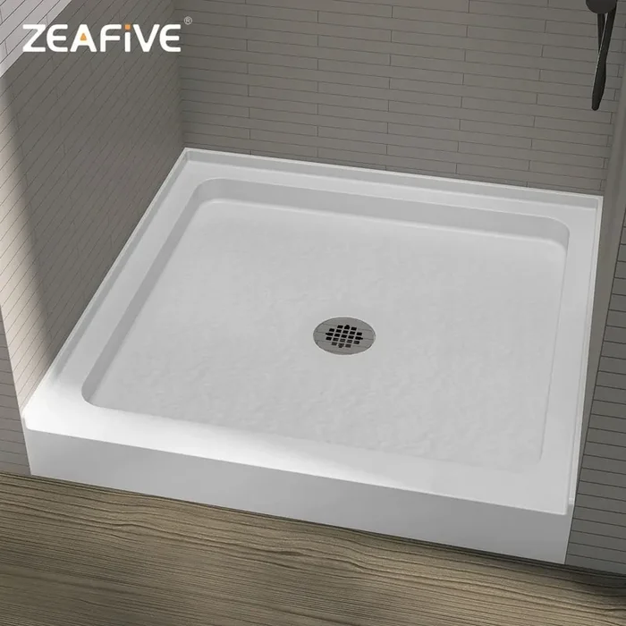 Zeno 36 in. L x 36 in. W Acrylic Alcove Shower Pan Base with Center Drain in White Non-Slip Single Threshold RV/Bathroom