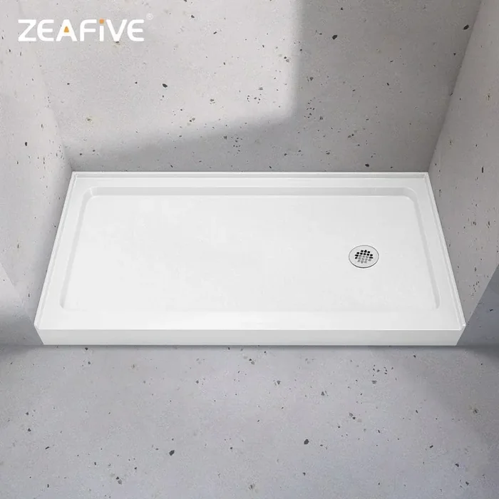 Zeno 60 in. L x 30 in. W Acrylic Alcove Shower Pan Base with Right Drain in White Non-Slip Single Threshold RV/Bathroom
